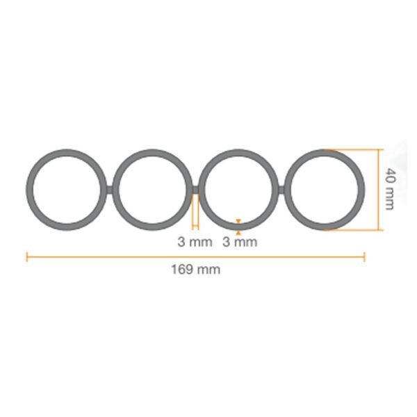 CUATRITUBO PEAD 40MM X 34MM X 4 - 3.0MM SEPARACION - Image 3