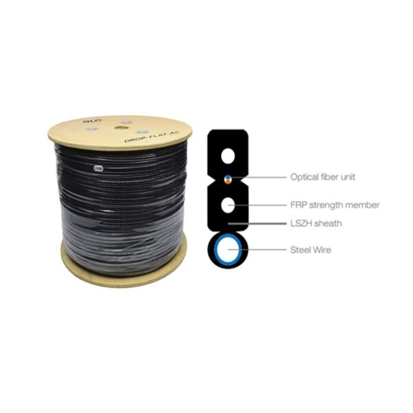 CABLE DROP 4 CORES SM FLAT FIG.8 C/PORTANTE ACERO G657A2 x1000 mts